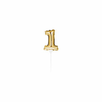 Gold Mini Balloon Number Cake Topper - 1