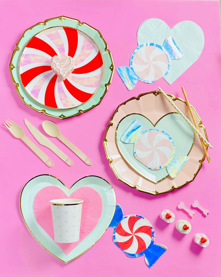 Gold Heart Paper Straws