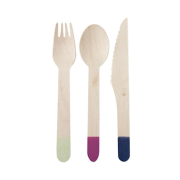 Colour Tipped Bamboo Cutlery