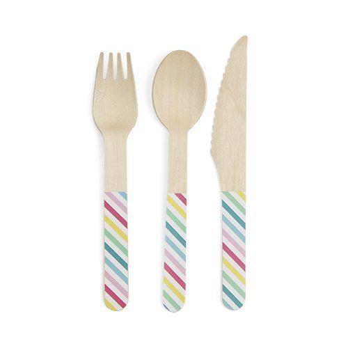 Rainbow Striped Bamboo Cutlery