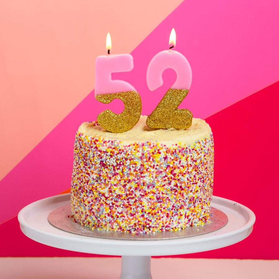 Pink and Gold Glitter Number Candle