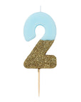 Blue and Gold Glitter Number Candle - 2