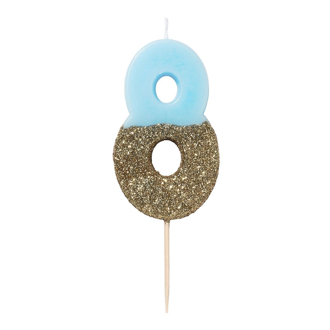 Blue and Gold Glitter Number Candle - 8
