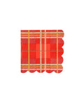 Red Plaid Scalloped Napkins - Small