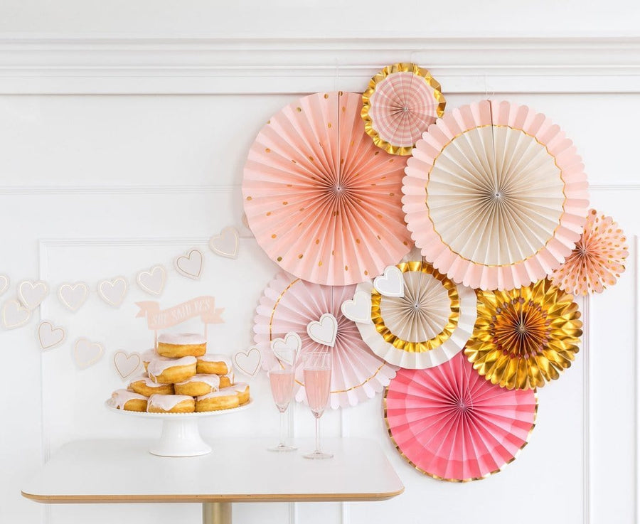 Pink and Gold Paper Fan Backdrop