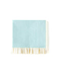 A My Mind's Eye baby blue fringe napkin with a white fringe, displayed on a white background.