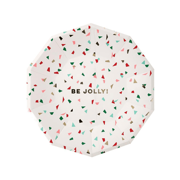 Be Jolly Confetti Christmas Plates - Large