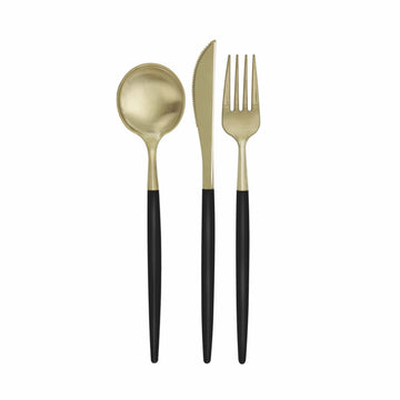 Black and Gold Disposable Cutlery