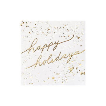 White and Gold Happy Holidays Napkins