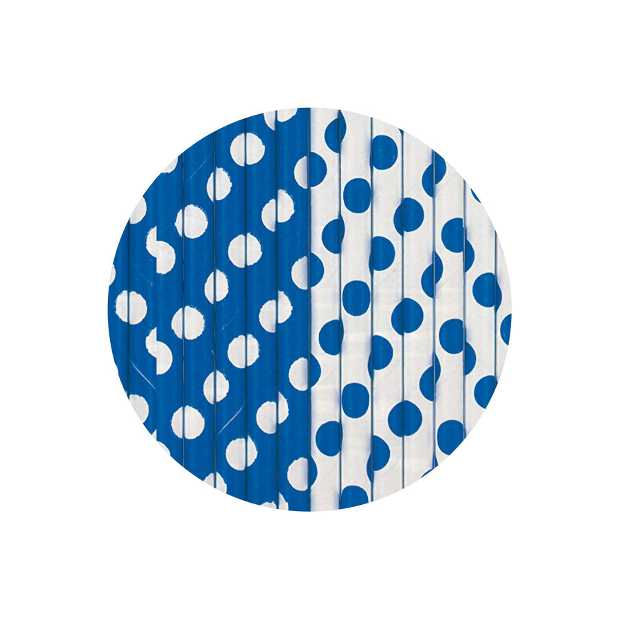 Blue Dots Paper Straws