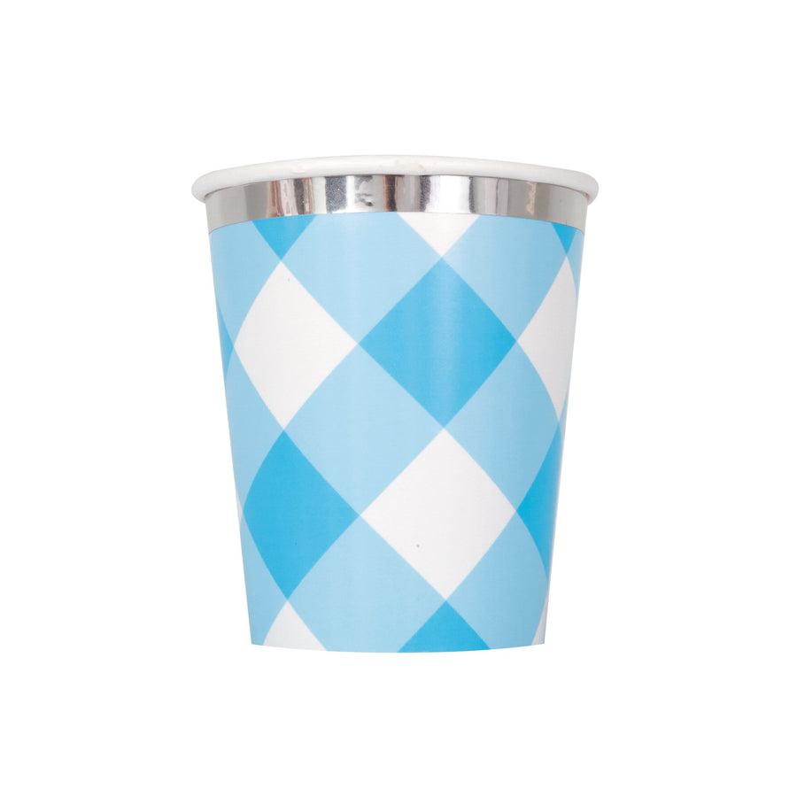 Blue Gingham Cups