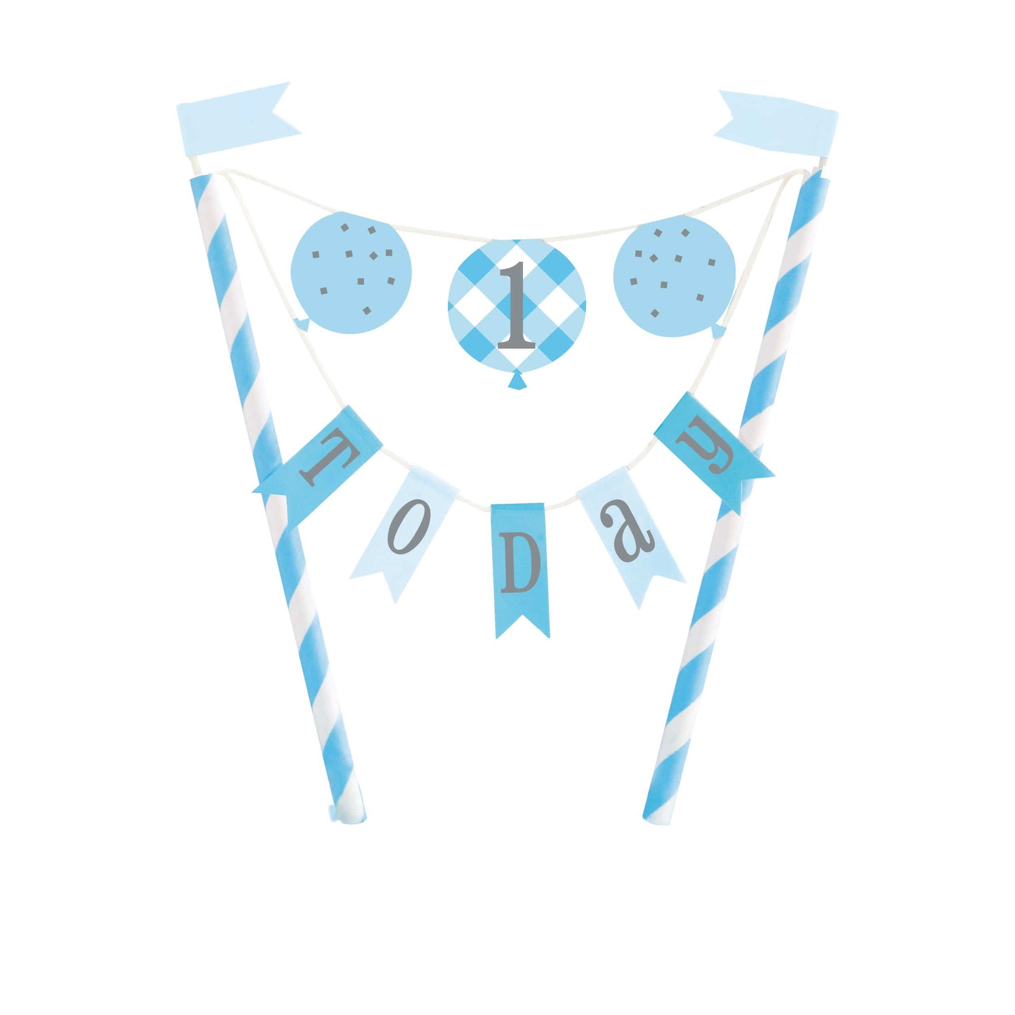 Blue First Birthday Bunting Cake Topper
