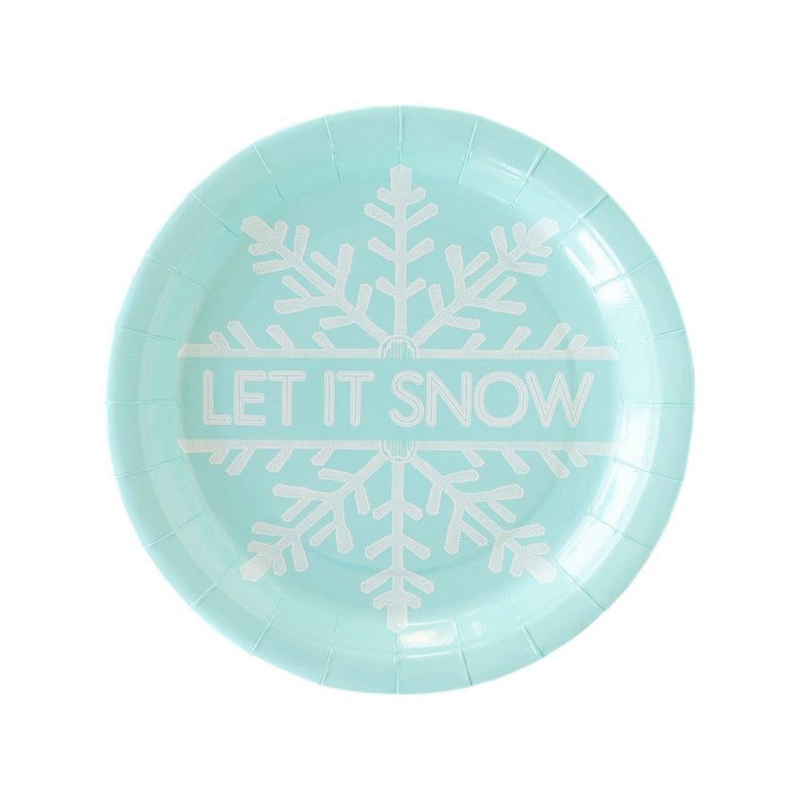 Let It Snow Blue Snowflake Plates
