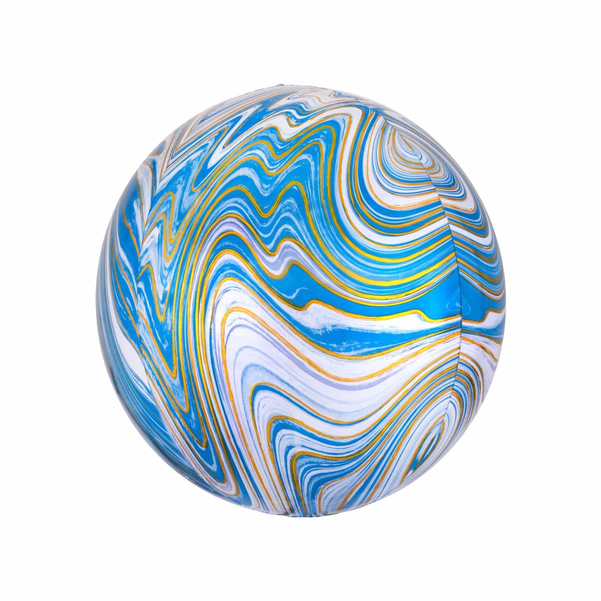 Blue, White, and Gold Marble Orb Balloon