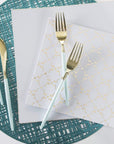 Blue and Gold Plastic Cutlery