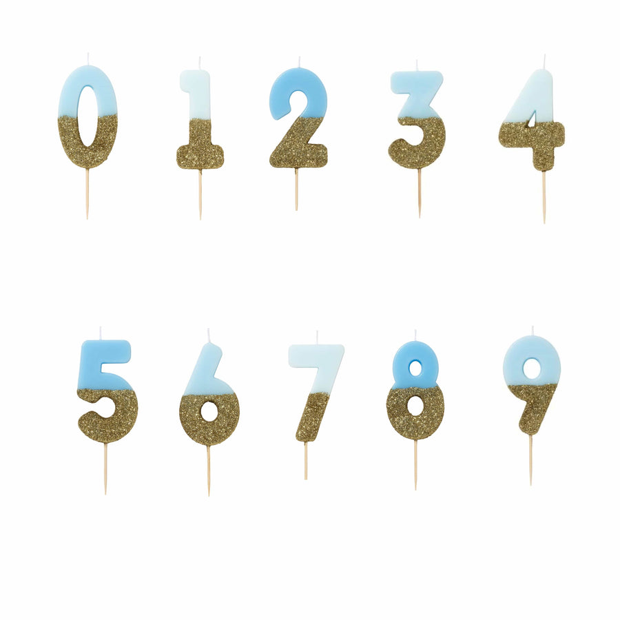 Blue and Gold Glitter Number Candle - 2