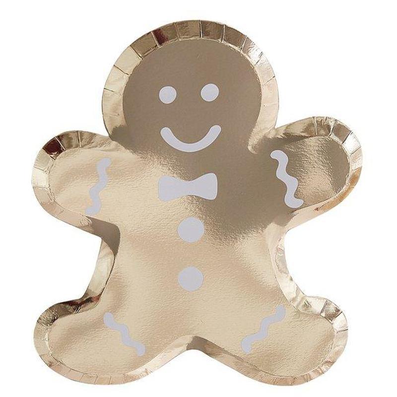 Gold Gingerbread Christmas Party Plates