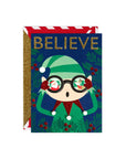 Santa's Elf Believe Glitter Card