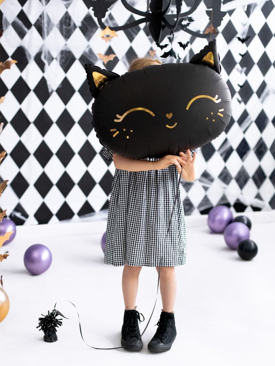 Smiling Black Cat Foil Balloon