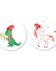 Christmas dinosaur and unicorn gift tags