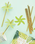 Golden Palm Tree Paper Straws