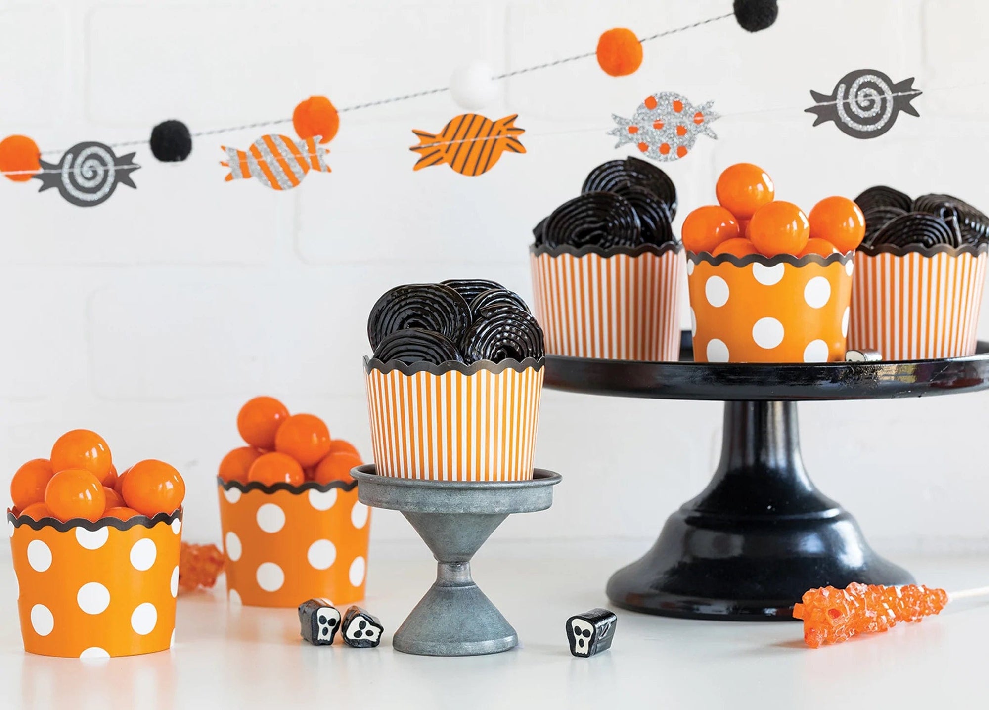 Orange Dots and Stripes Baking Treat Cups