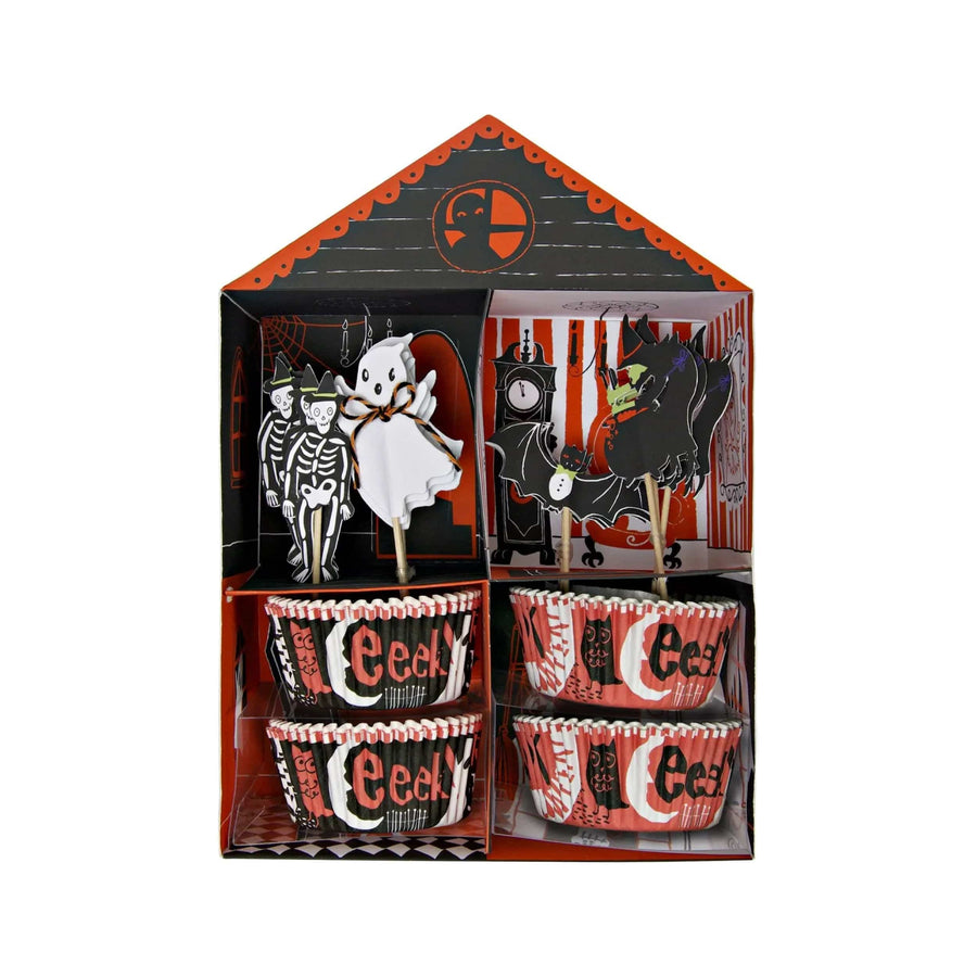 Skeleton, Ghost, Bat, Witch Happy Halloween Cupcake Kit