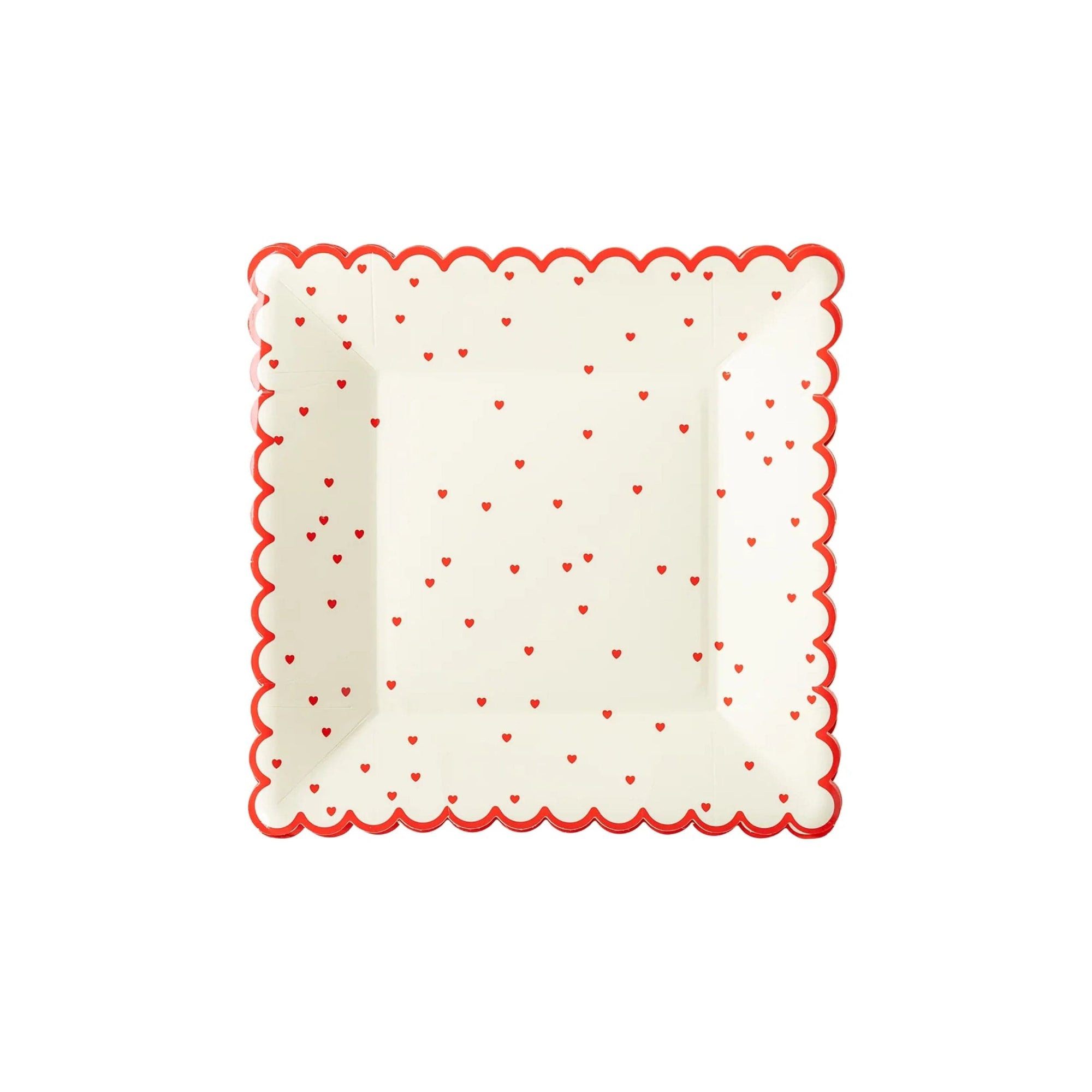 Heart Pattern Scalloped Square Plates - Small