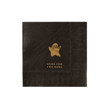 Here for the Boos black ghost Halloween napkins
