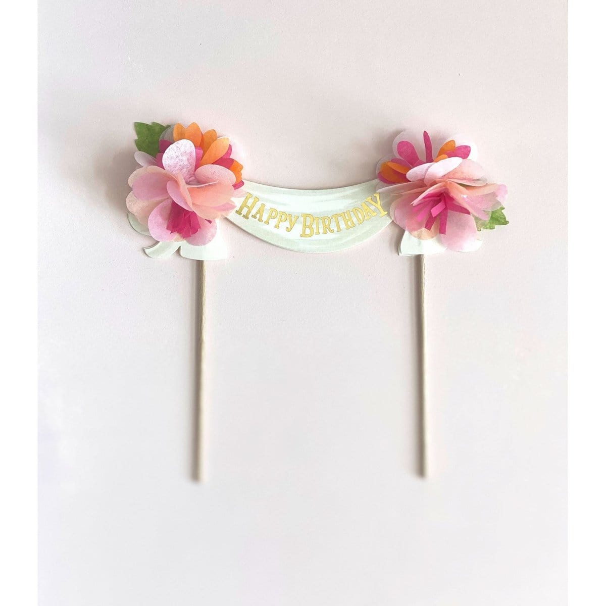 Floral Pennant Happy Birthday Cake Topper