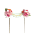 Floral Pennant Happy Birthday Cake Topper