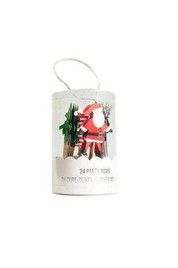 Santa, Reindeer, Christmas Tree, and Present Party Picks