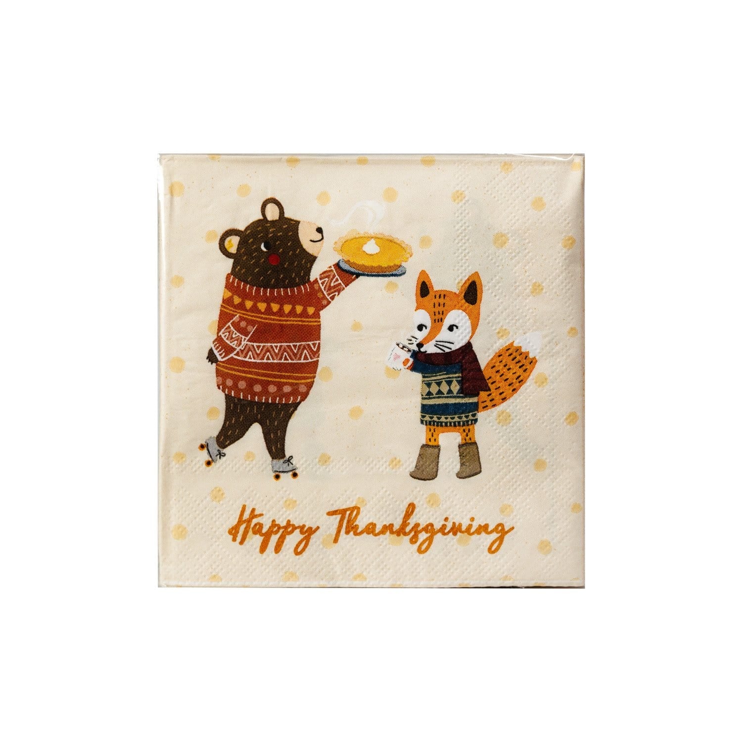 Thanksgiving Critter Fox and Bear Napkins