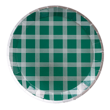 Silver Plaid Party Plates