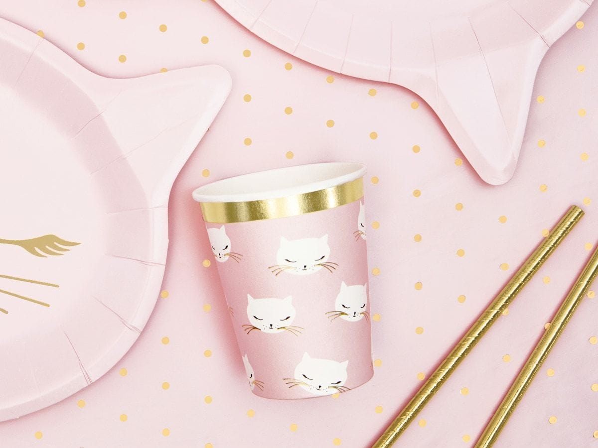 Pink and White Cat Cups