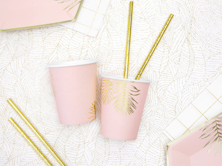 Blush Pink and Gold Leaf Cups