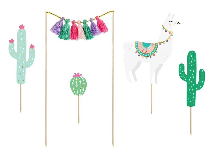 Llama and Cactus Cake Toppers