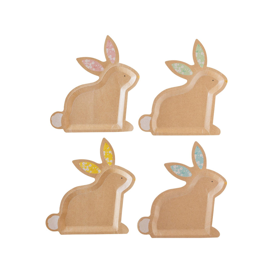 Kraft Floral Bunny Plates