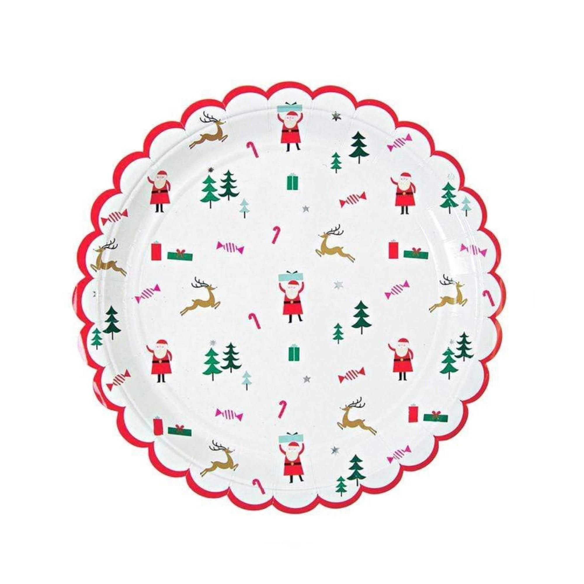 Santa Christmas Candy Pattern Scalloped Plates Meri Meri