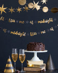 Kiss Me At Midnight Gold New Year's Banner