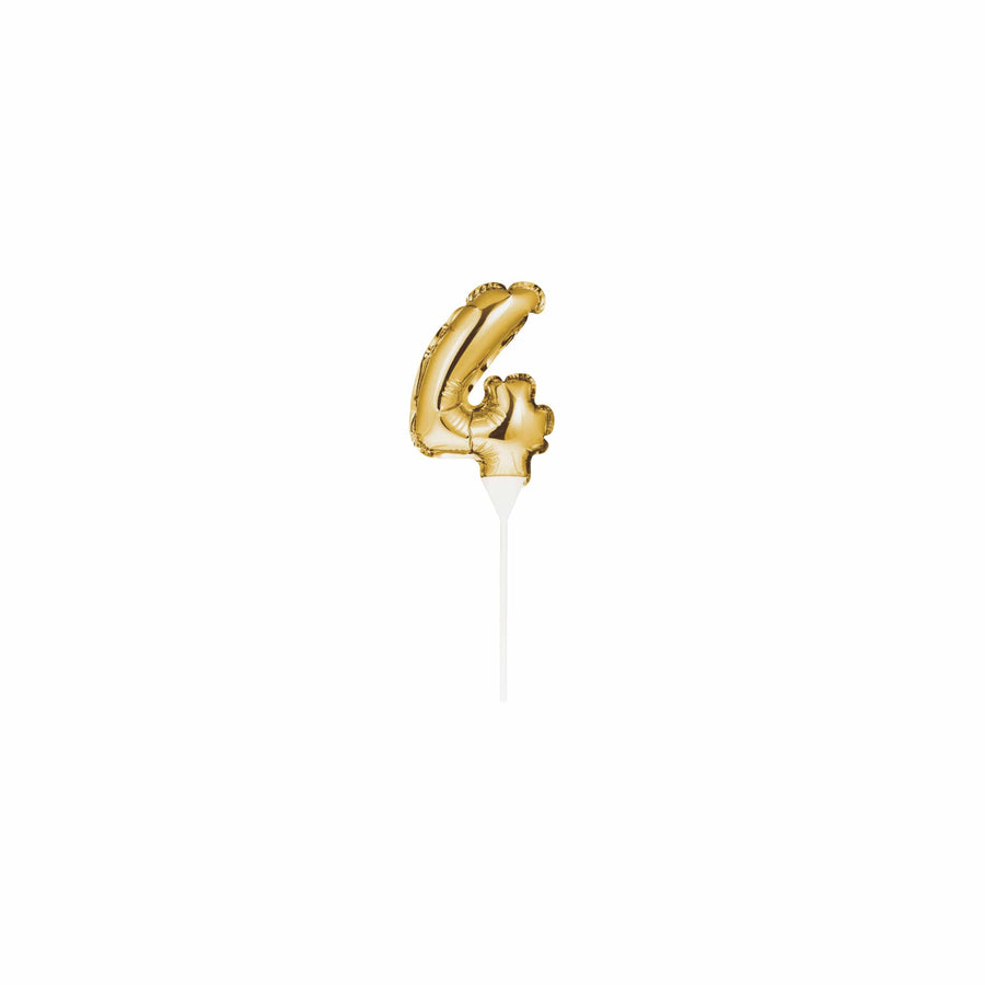 Gold Mini Balloon Number Cake Topper - 4