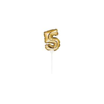 Gold Mini Balloon Number Cake Topper - 5