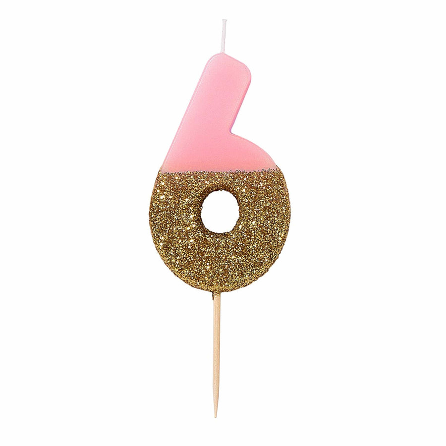 Pink and Gold Glitter Number Candle