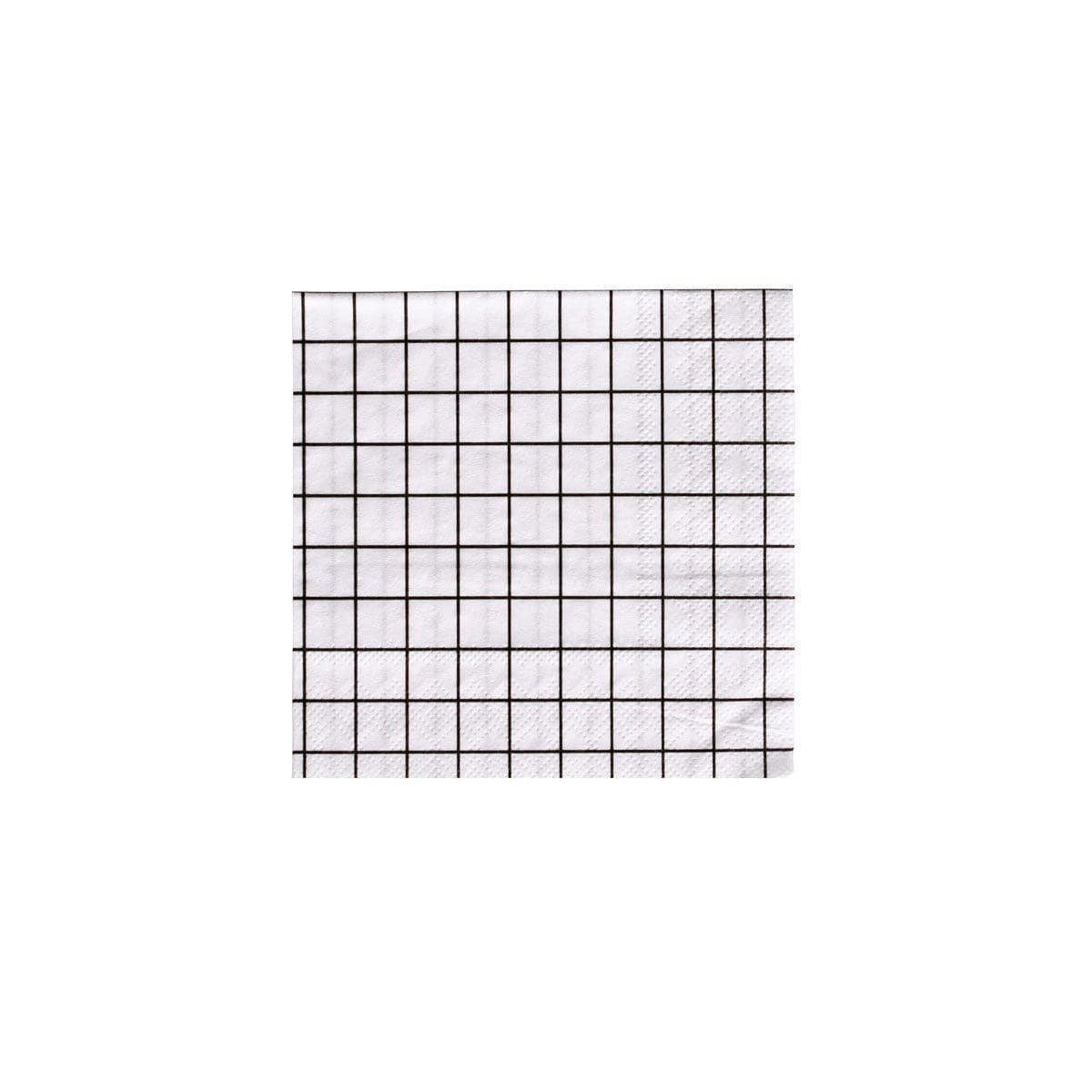 Black and White Grid Napkins - Small