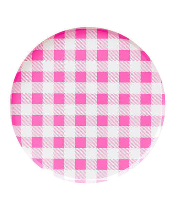 Pink Gingham Circle Plates