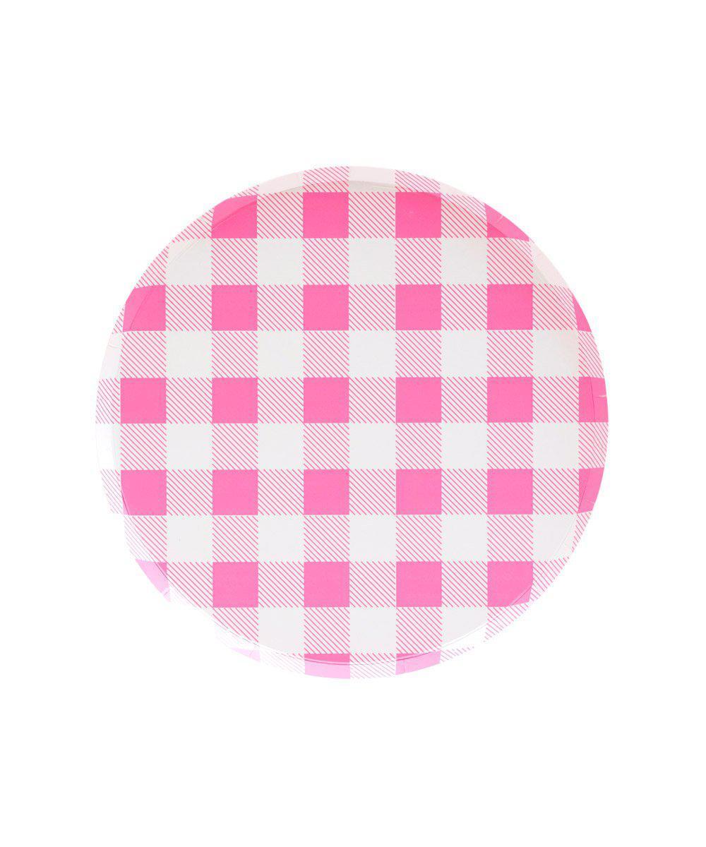 Pink Gingham Circle Plates - Small