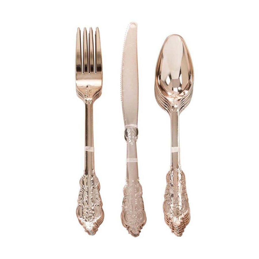 Ornate Rose Gold Disposable Cutlery