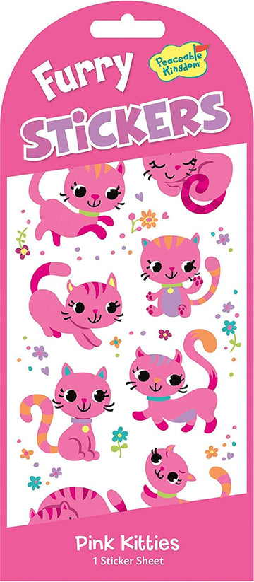 Pink Fuzzy Kitty Stickers