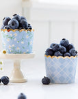 Periwinkle Plaid and Daisy Baking Treat Cups
