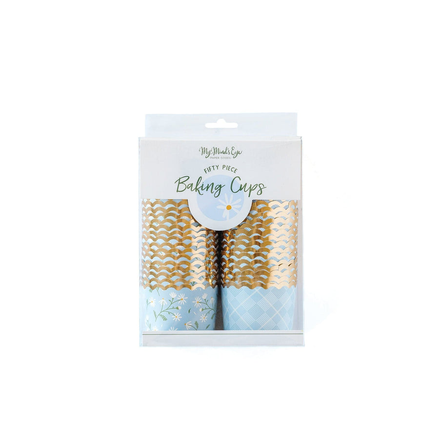 Periwinkle Plaid and Daisy Baking Treat Cups